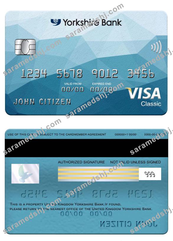United Kingdom Yorkshire Bank visa classic card